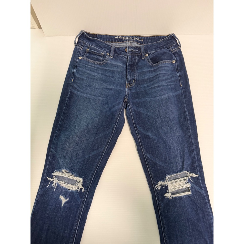 American Eagle Distressed Jeans Womens 2 Regular Dark Wash Denim Knee Rips
